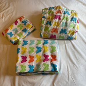 Tommy Hilfiger Butterfly Kisses Twin Sheet Set Rainbow White Pink Y2K Preppy